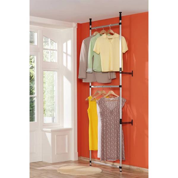 Teleskop-Garderobe XT5077 Silber - Metall - 29 x 300 x 70 cm
