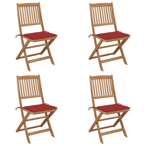Gartenstuhl 3007930-2 (4er Set) Rot - Akazie - 48 x 91 x 57 cm