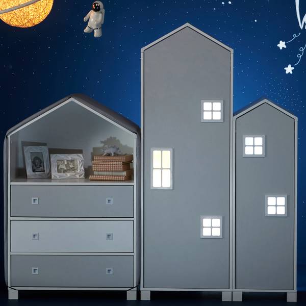 Kindercommode MIRUM grijs - wit - ABS - 80 x 126 x 45 cm