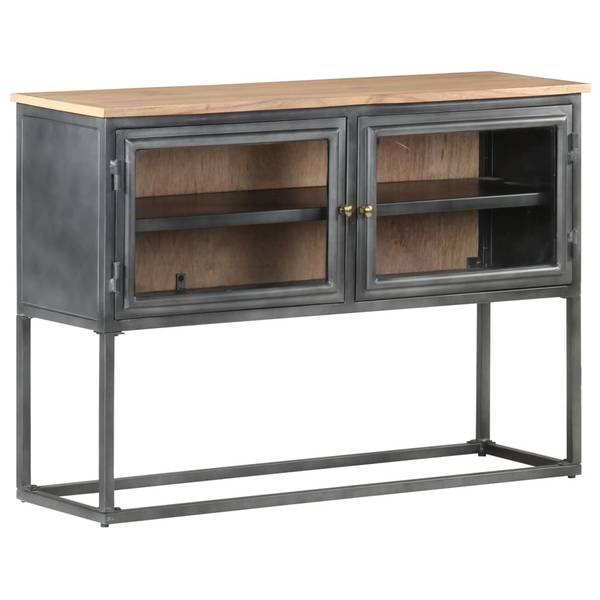 Sideboard 323502 Grau - Glas - Metall - Massivholz - 100 x 70 x 30 cm