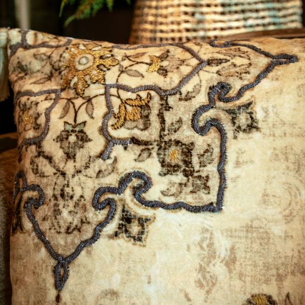 Dekokissen Romain Beige - Baumwollstoff - Viskose - 45 x 45 x 10 cm