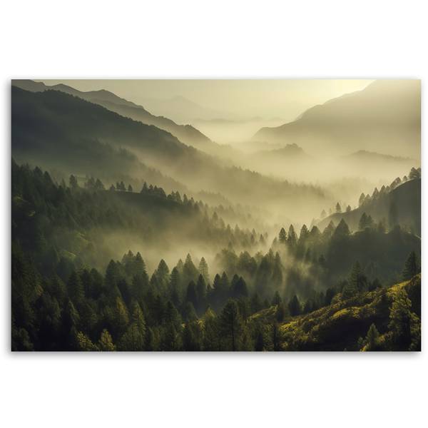 Wandbild wald im nebel landschaft 120 x 80 cm