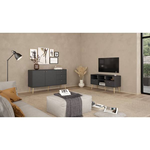 TV-meubel Bodo grijs - deels massief hout - 118 x 61 x 40 cm
