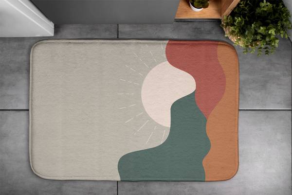 Badteppich Sonnenaufgang Beige - Polyester - 75 x 45 x 75 cm