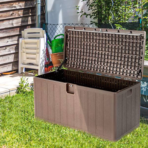 Gartenbox 400 L wetterfest Braun - Kunststoff - 62 x 64 x 128 cm