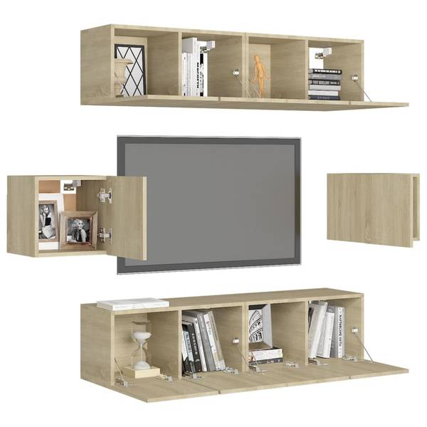 TV-Schrank 6er Set D431 Braun - Holzwerkstoff - 30 x 30 x 60 cm