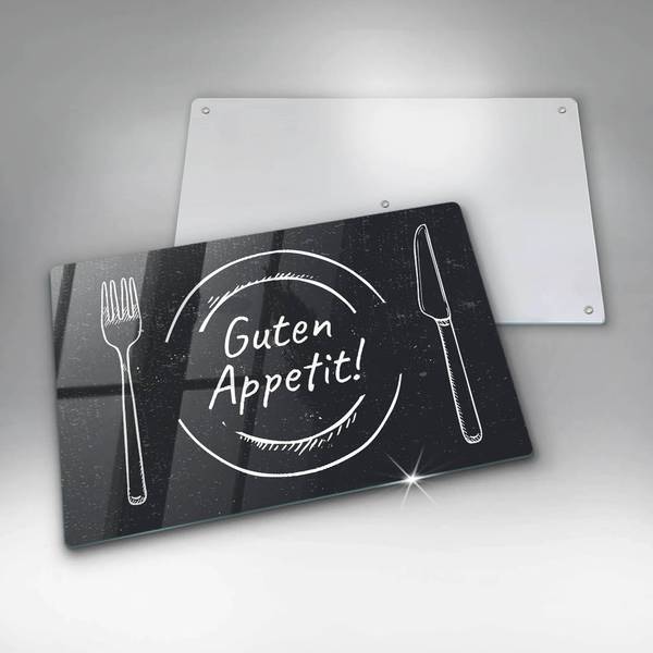 Schneidebrett Guten Appetit! Schwarz - Glas - 80 x 52 x 1 cm