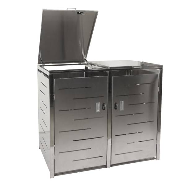 Afvalbakafdekking voor 2 bakken E83 zilver - staal - 131 x 116 x 80 cm