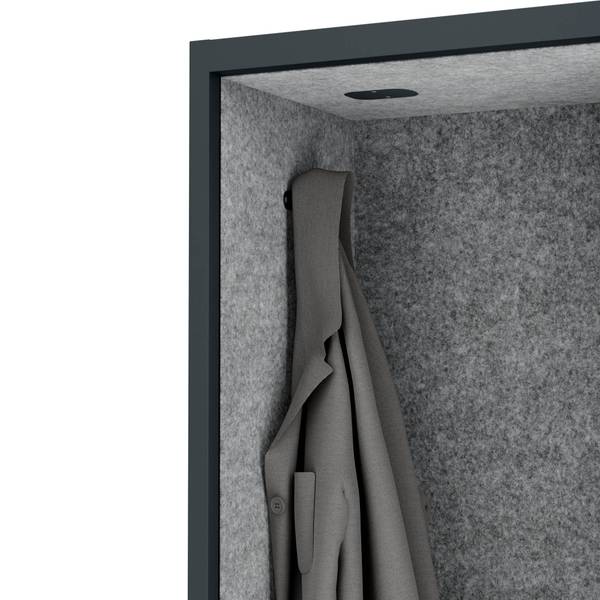 Akustikkabine Sally Schwarz - Grau - Metall - 60 x 185 x 40 cm