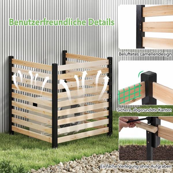 Gartenzaun ZB35497 3-tlg. Braun - Massivholz - 98 x 107 x 98 cm