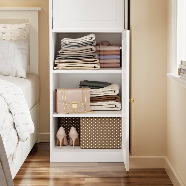 Kleiderschrank KSB03-W Braun - Weiß - Holzwerkstoff - 55 x 187 x 45 cm