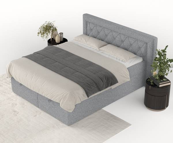 Premium Boxspringbett Jayleen Grau - Liegefläche Breite: 140 cm