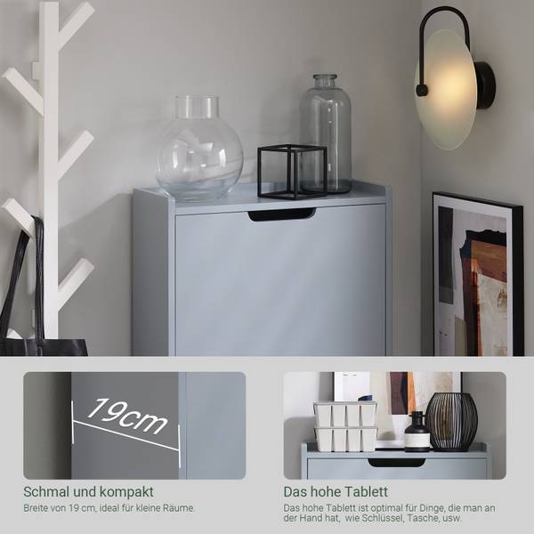 Meuble à chaussures FSR151-H-HG Gris - 50 x 129 x 19 cm