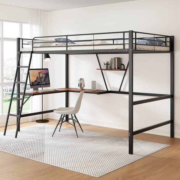 Hochbett-O2218 Schwarz - Metall - 149 x 181 x 205 cm