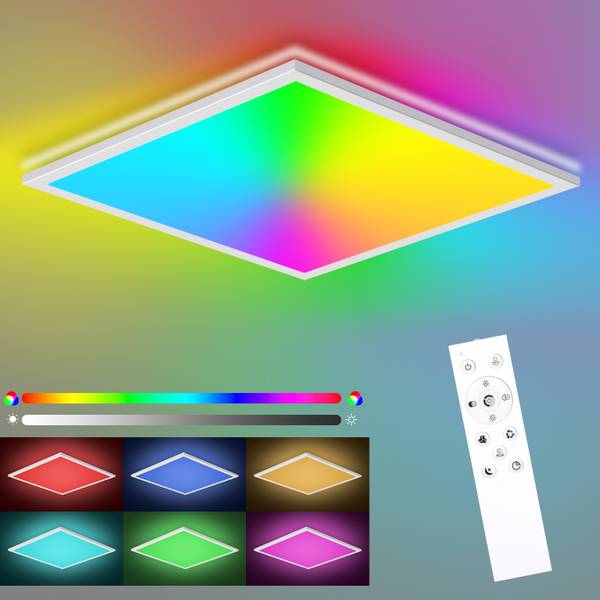 LED Panel Deckenleuchte PA1021 2er-Set Weiß - Metall - Kunststoff - 51 x 7 x 51 cm