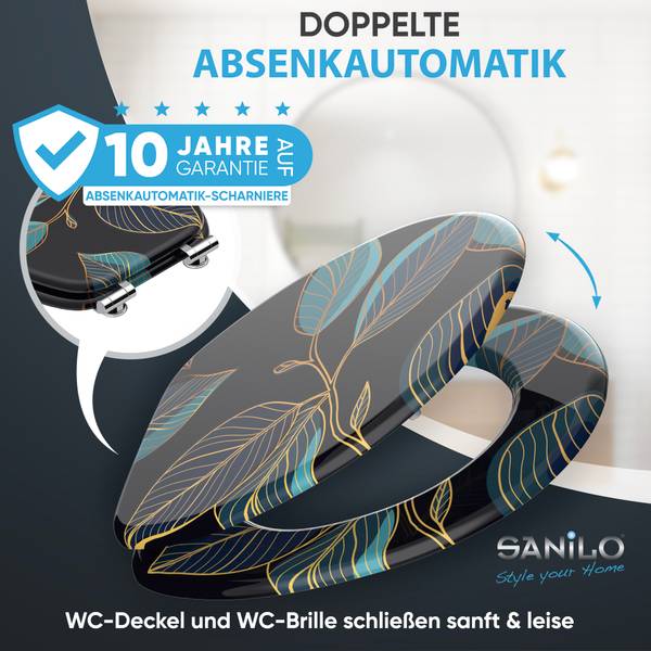 WC Sitz mit Absenkautomatik Tavira Schwarz - Holzwerkstoff - 38 x 6 x 47 cm