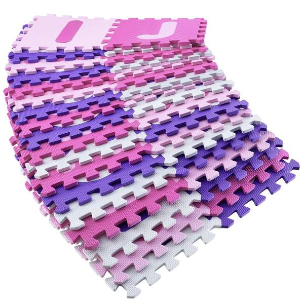 Kinder Puzzlematte Juna 36-teilig Pink - Kunststoff - 189 x 1 x 189 cm