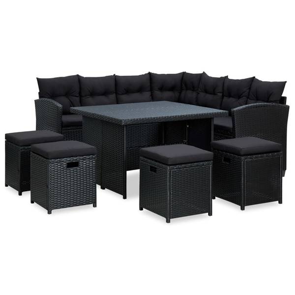 Garten-Sofa-Set 3005114 6-teilig Schwarz