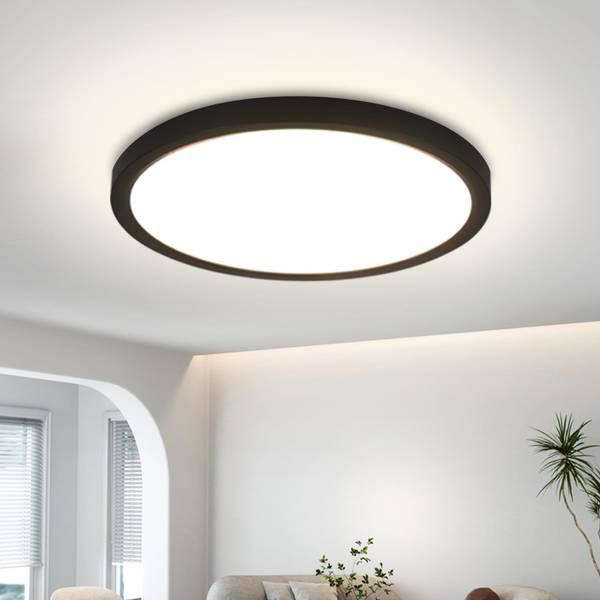 LED Plafondlamp ShqCSz zwart - wit - 23 x 23 cm - Diameter: 23 cm - Diameter lampenkap: 23 cm