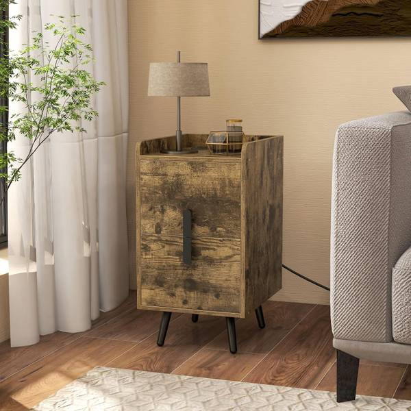 Nachtkastje TG32707 bruin - plaatmateriaal op houtbasis - 32 x 60 x 40 cm