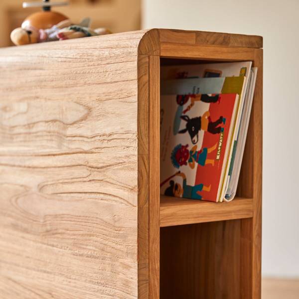 Kinder-Kopfteil Bertie Beige - Teakholz - 120 x 80 x 25 cm