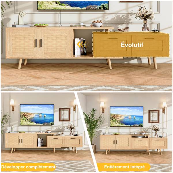 TV-Schrank Lowboard HYF01 Braun - Massivholz - 30 x 44 x 169 cm