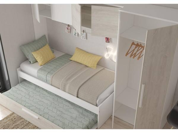 Bettrahmen LUMOKA Beige - Holz teilmassiv - 96 x 203 x 298 cm