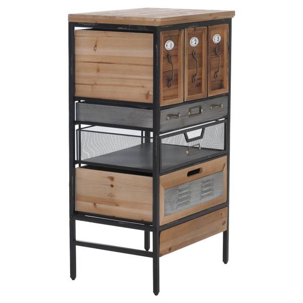 Apothekerkommode Q77 Tanne - Eisen - Zink - 46 x 85 x 35 cm
