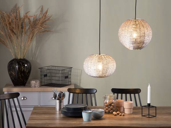 Hanglamp SEINE zwart - zilver - metaal - 30 x 23 x 30 cm