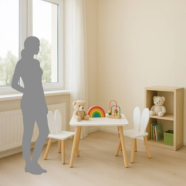 Kindersitzgruppe Kaninchenohren Braun - Weiß - Holzwerkstoff - 50 x 44 x 50 cm