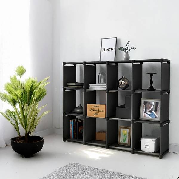 Modulares Bücherregal Steckregal Brianna Schwarz - Textil - 30 x 140 x 105 cm