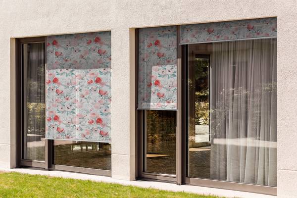 Außenrollo Flora Simplex Pink - Textil - 40 x 180 x 1 cm