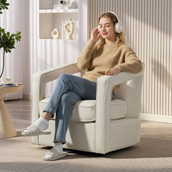 Polstersessel 83B-613V00BG Beige - Leinen - Polyester - 75 x 72 x 77 cm