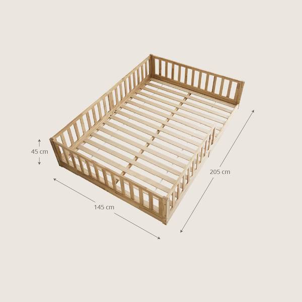 Montessori Bodenbett Nid Hellbeige - 145 x 45 x 205 cm