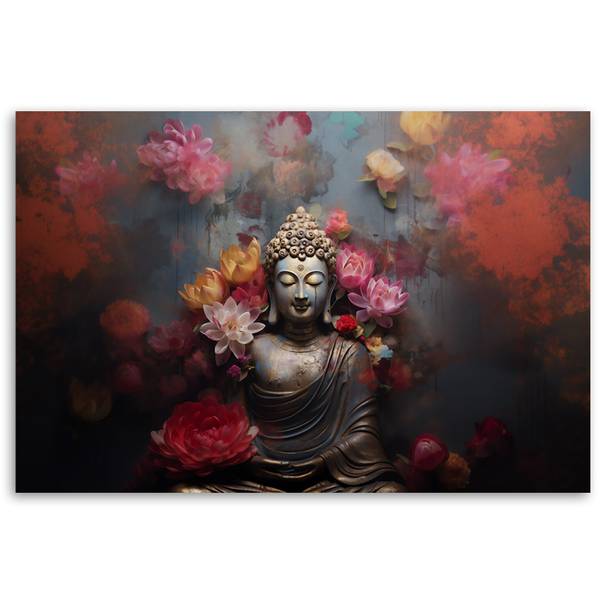 Fototapete Buddha Zen Blumen abstrakt 450 x 315 cm