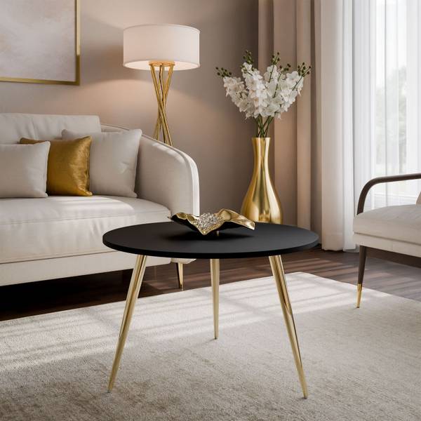 Couchtisch SOLEIL Schwarz - Gold - Holzwerkstoff - 60 x 47 x 60 cm