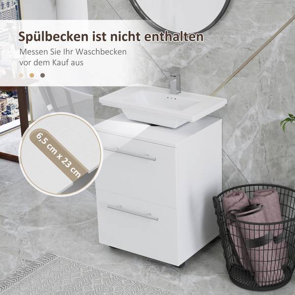 Waschbeckenunterschrank 834-774V90WT Weiß - Holzwerkstoff - 36 x 59 x 42 cm