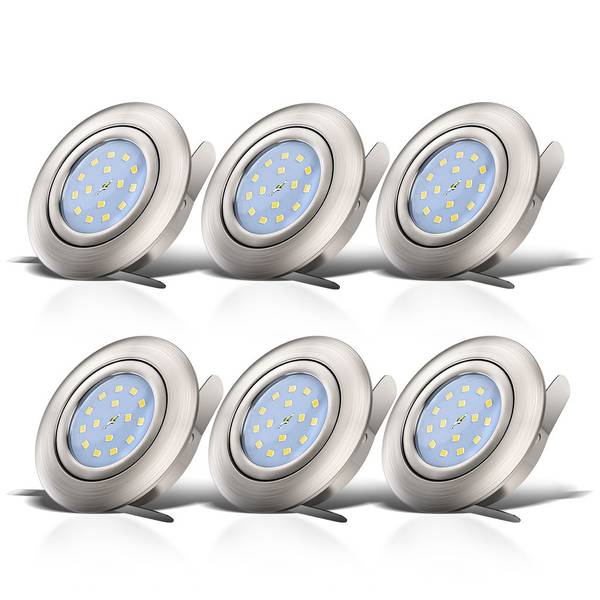 LED Einbauleuchten 6 Stk. 10-03-06-S Silber - ABS - 9 x 3 x 9 cm