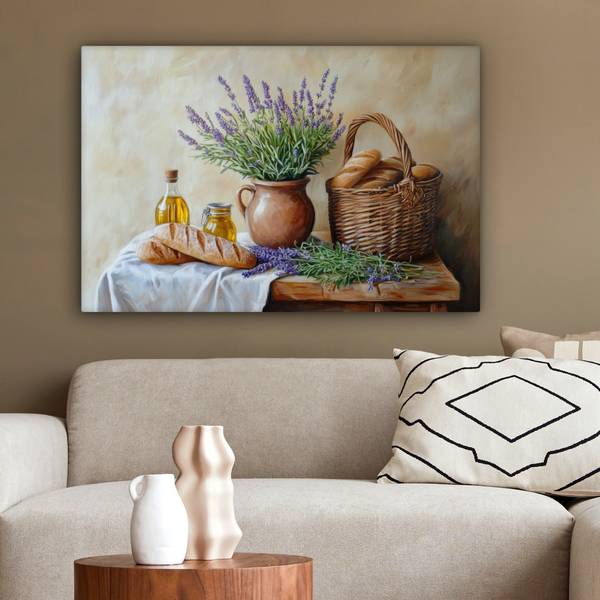 LEINWANDBILD Lavendel Violett - Baumwollstoff - 90 x 60 x 2 cm