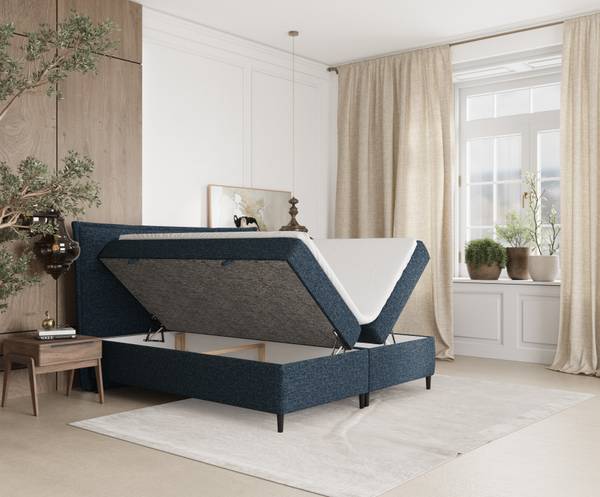 Boxspringbett Koussi I Taschenfederkern Marineblau - Liegefläche Breite: 180 cm