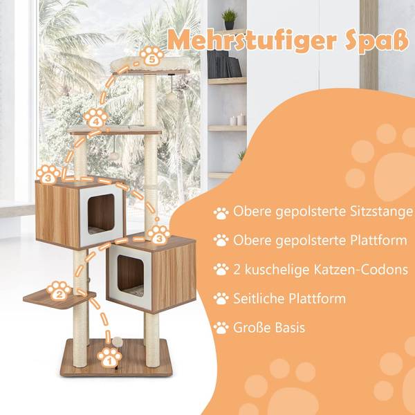 Kratzbaum PV10071BN Braun - Holzwerkstoff - 48 x 163 x 58 cm
