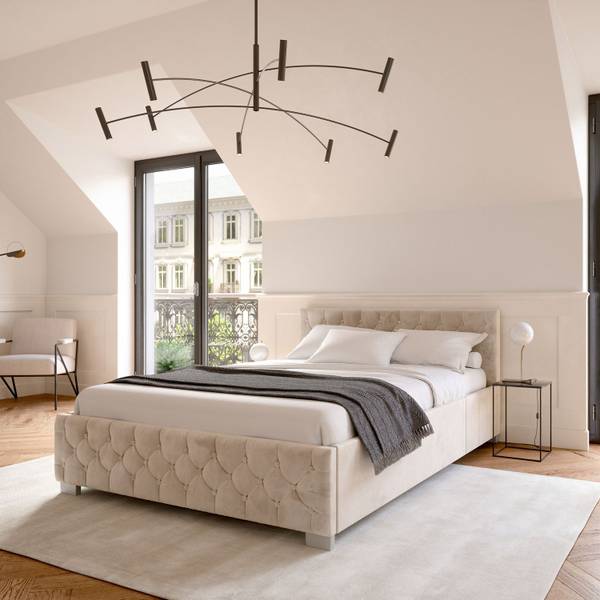 Polsterbett Nizza Beige - Breite: 140 cm