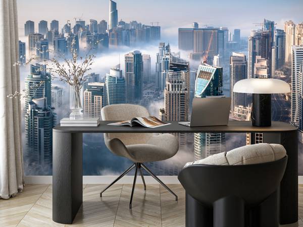 Fototapete Dubai Nebel Wolkenkratzer 450 x 315 x 315 cm