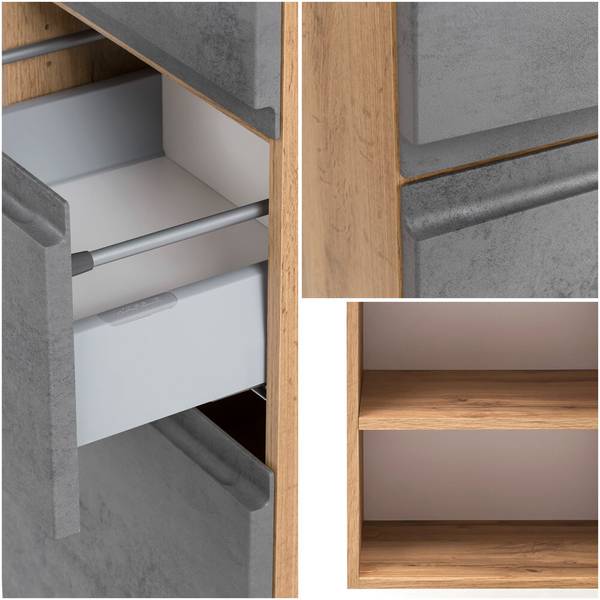 Badmöbel-Set VASTO-03-37 5er-Set Grau - Spiegelglas - 265 x 200 x 35 cm