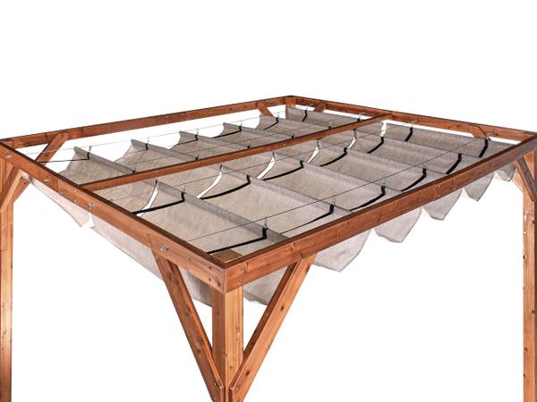 Garten-Pergola VILLAROSA Beige - Braun - Massivholz - 320 x 250 x 380 cm