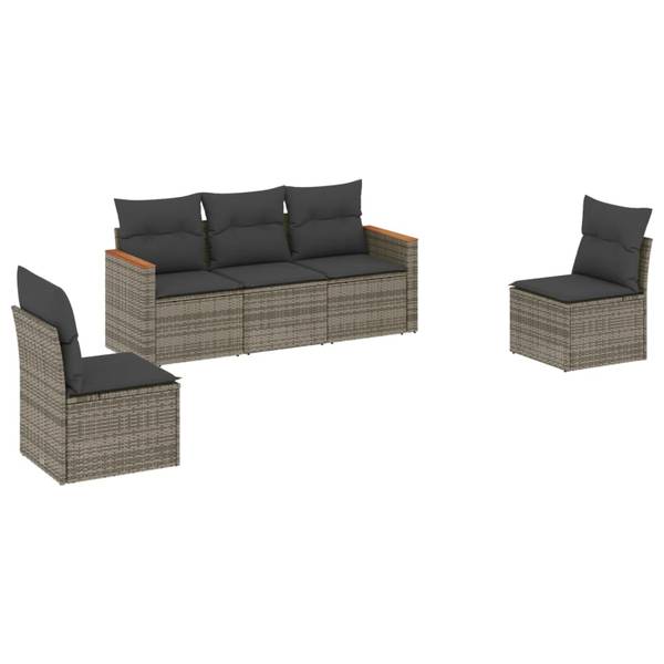 Garten-Lounge-Set 3035921-1 5-teilig Grau - Polyrattan - 55 x 69 x 62 cm