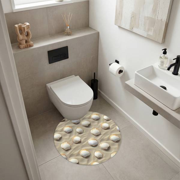 BADEMATTE Muscheln Braun - Microfaser - 70 x 70 x 1 cm