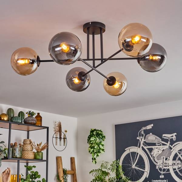 Deckenleuchte Fossobiubo Braun - Grau - Aluminium - Klarglas - 70 x 29 x 70 cm