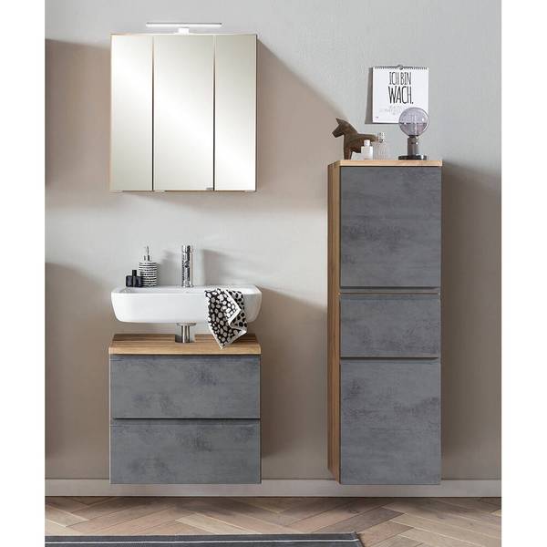 Badmöbel-Set VASTO-03-27 3er-Set Grau - Spiegelglas - 115 x 200 x 35 cm