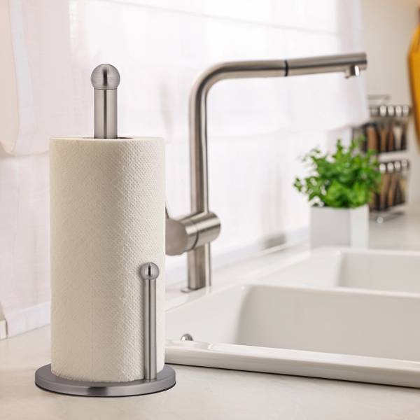 Keukenrolhouder rvs staand zilver - roestvrij staal - 15 x 35 x 15 cm